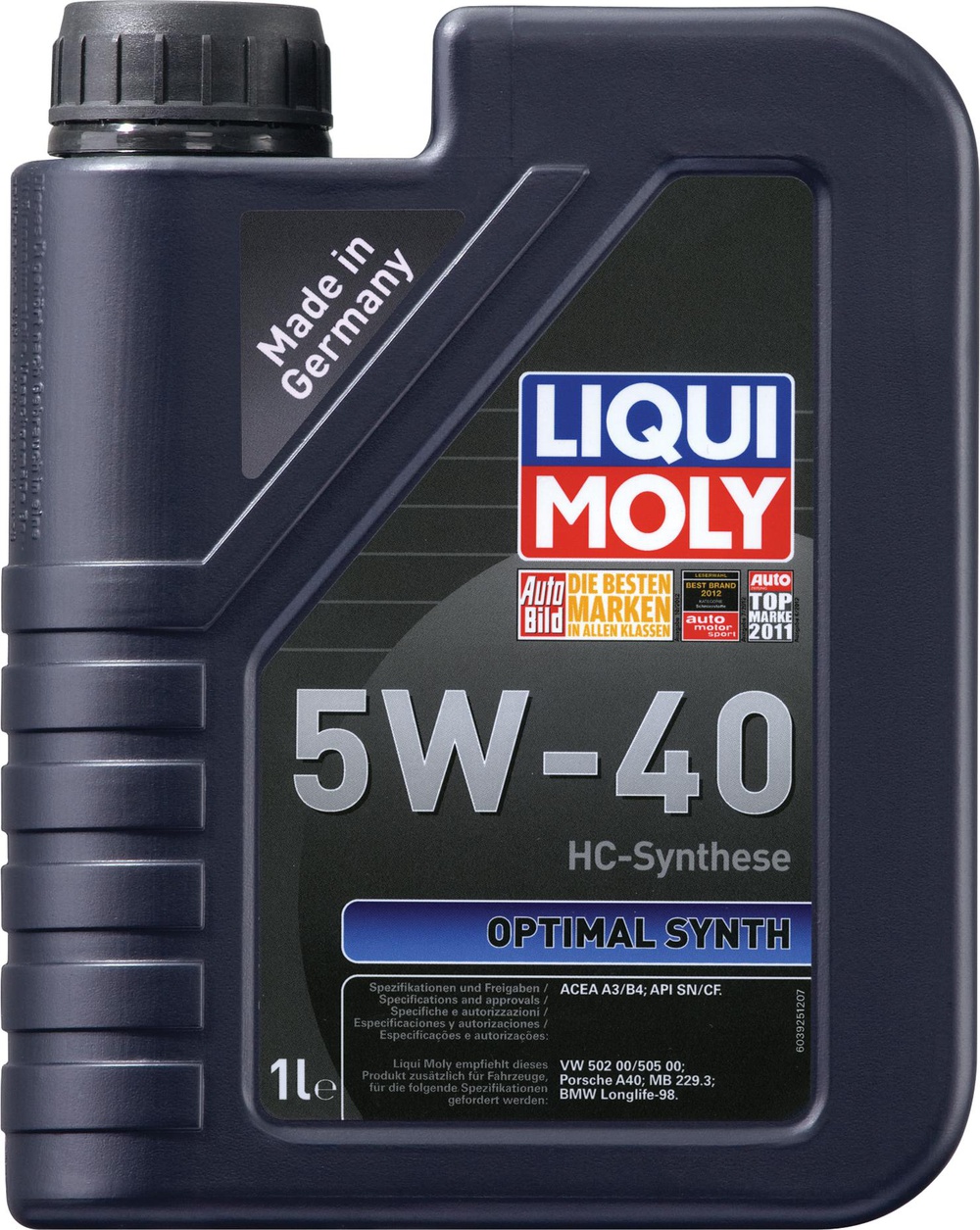 LIQUI MOLY 3925 LM Optimal Synth 5W-40 SN, A3/B4 Масло моторное синт.(502.00, 505.00, LL-98, A-40, 229.3) 1л